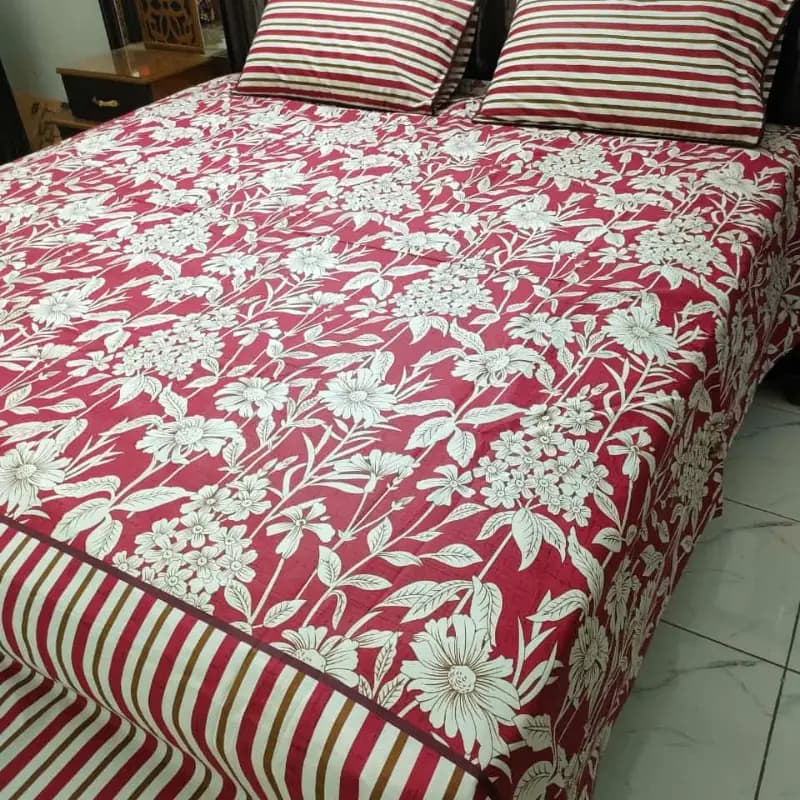 3 PCS Bedsheet 100% Cotton (KING SIZE)