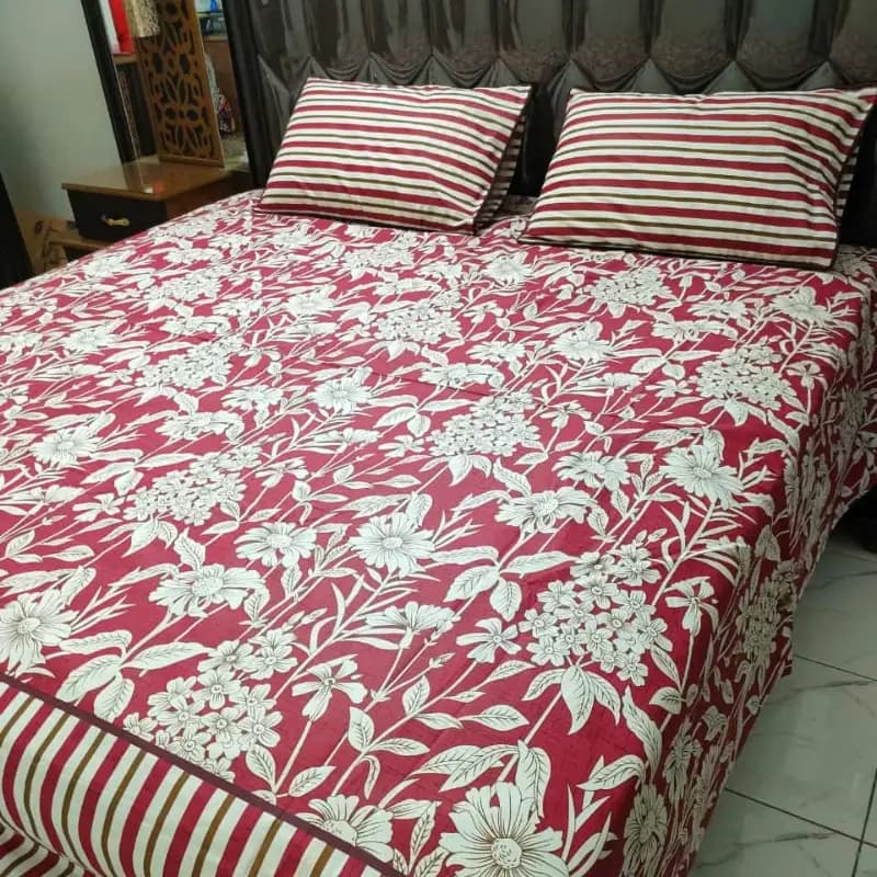 3 PCS Bedsheet 100% Cotton (KING SIZE)
