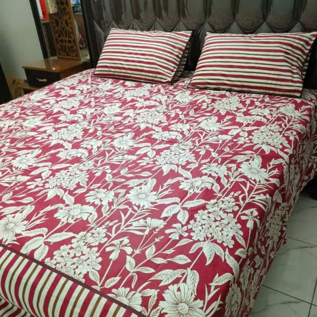 3 PCS Bedsheet 100% Cotton (KING SIZE)