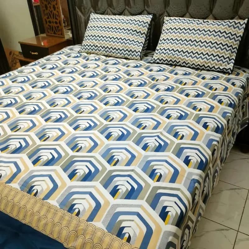 3 PCS Bedsheet 100% Cotton (KING SIZE)