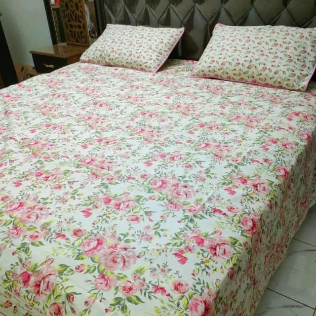 3 PCS Bedsheet 100% Cotton (KING SIZE)